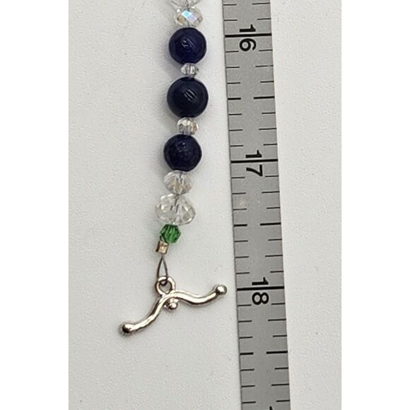 Monet Fiery Sapphire Blue Rhinestone Glass Bead Clear AB Chez Bead Necklace Set - Picture 9 of 11